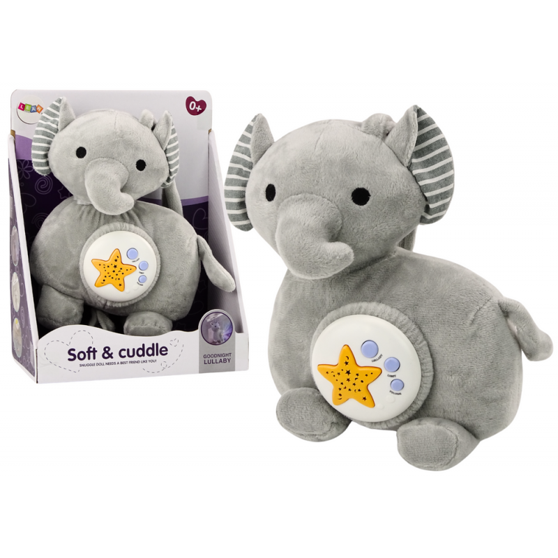 Plush Elephant Projector Sleeper Elephant Gray Cuddly Toy Stars Melodies