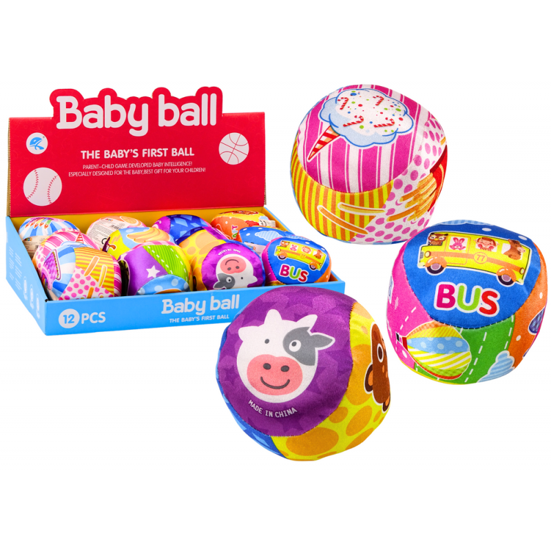 Soft Ball With Rattle Colorful Ball Animals Fruits 10cm MIX