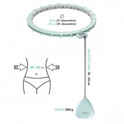 SET HULA HOOP MAGNETIC GREEN HHM14 WITH WEIGHT + COUNTER HMS + WAIST SUPPORT BR163 BLACK PLUZ SIZE