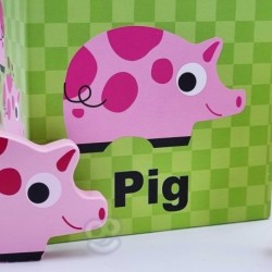 WOOPIE GREEN Puzzle of Farm Cube in Boxes + Figures 10 pcs.
