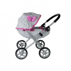 Doll Stroller Alice Grey-Pink Star pattern