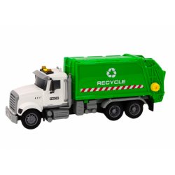 Garbage truck Garbage bins Lights Sounds Drive White and green
