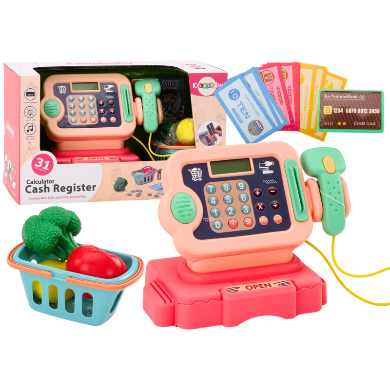 Cash Register Learning to Count Coins Shopping Cart Lights Sounds Pink