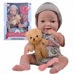 WOOPIE ROYAL Baby Doll 36 cm in Outfit with Teddy Bear Feeding Accessories