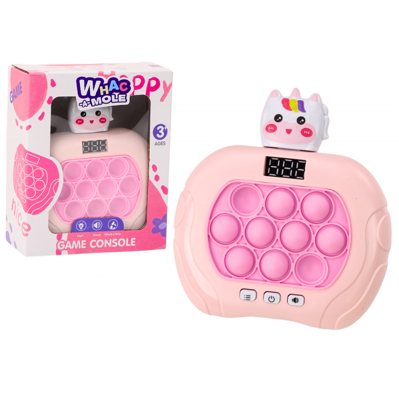 Pop-It Wac A Mole Game Unicorn Lights Sounds Pink