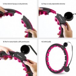 HHM16 HULA HOOP BLACK/PINK MAGNETIC WITH WEIGHT + COUNTER HMS