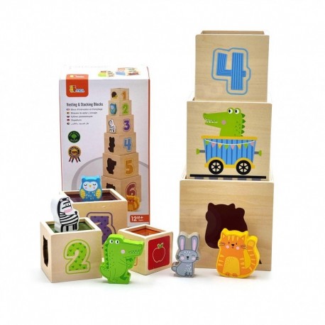 VIGA Wooden Pyramid Puzzle Blocks Sorter