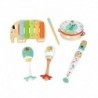 TOOKY TOY Set Musical Instruments for Children Cymbals Drum Flute Maracas in a Chest 6 pcs.