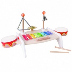 CLASSIC WORLD Set Musical Instruments for Children Xylophone Grater Cymbalks Drums Plate Chopsticks Triangle Bell 9 pcs.