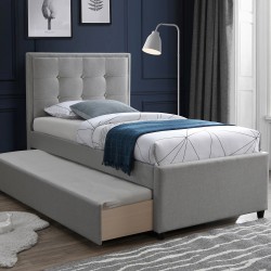 Bed OSWALDO 90x200cm, with two mattresses HARMONY UNO, platinum grey