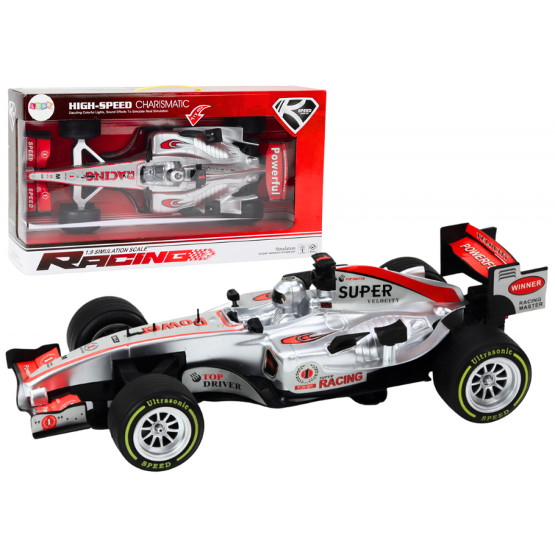 Racer Sports Car With 1:9 Drive Silver Sounds