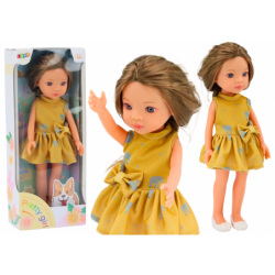 Doll Yellow Dress Brown Hair Large Doll 33cm