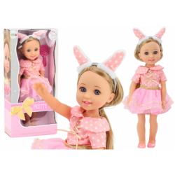 Doll Pink Dress Long Hair Headband Brush 38cm