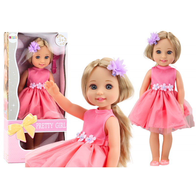 Doll Long Hair Pink Dress Hairpin Brush 38cm