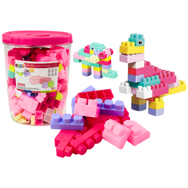 Educational Large Building Blocks in a Bucket Set Pink 160 pcs.