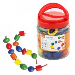 Viga A set of colorful wooden beads to be threaded in a jar