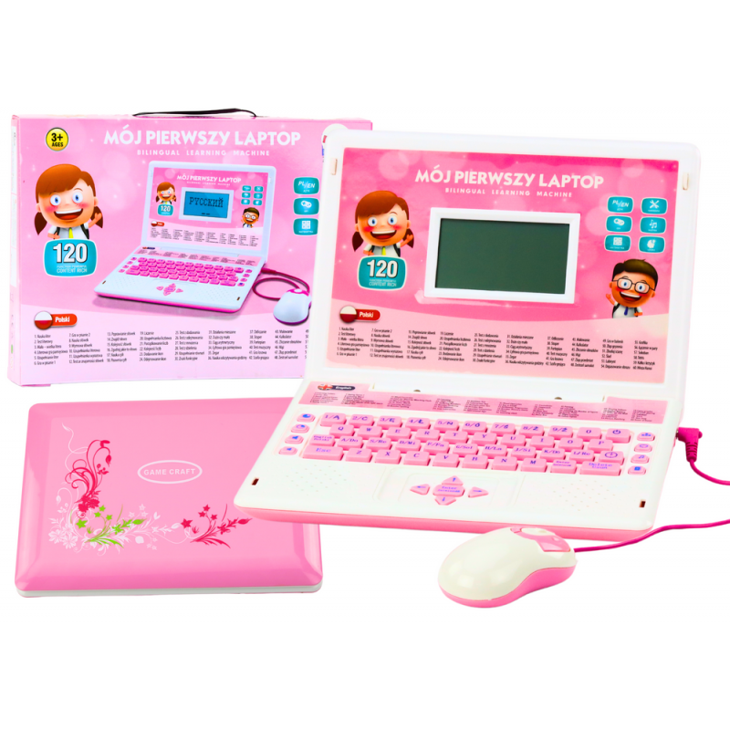 Educational Laptop Interactive 60 Functions Two Languages ​​Pink