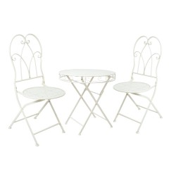 Balcony set SUNDY table and 2 chairs, antique white