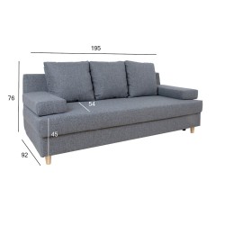 Sofa bed VELLA with storage box, grey