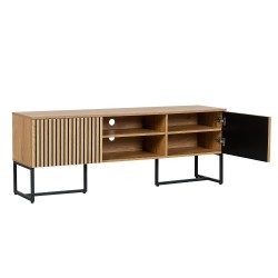 TV table HAMPTON 160x40xH60cm, melamine with oak bark