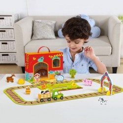 TOOKY TOY Wooden Farm in Suitcase Figures Vehicles