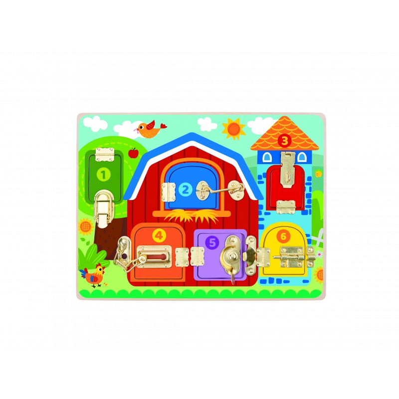 TOOKY TOY Manipulative Board Locks Pictures Farm