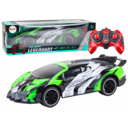Sports Car Remote Controlled RC 1:10 25km/h Lights Green