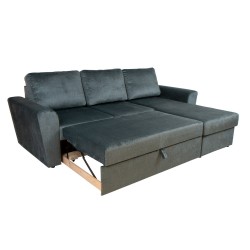 Corner sofa bed INGMAR green velvet