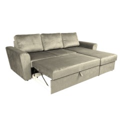 Corner sofa bed INGMAR beige velvet