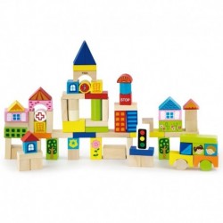 Wooden Educational Blocks in a bucket of Viga Toys City 75 elements