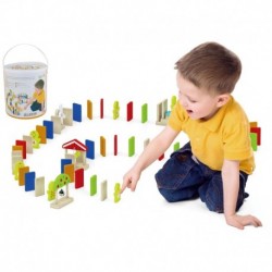 Viga Set of Wooden Blocks Game Domino Farm 116 Elements