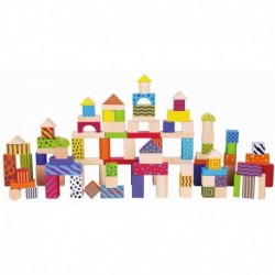 Viga Wooden Educational Blocks in Bucket City 100 items Set