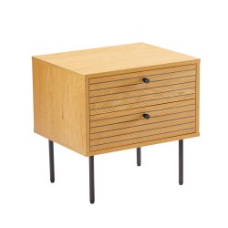 Night stand LINE with 2-drawers 50x40xH50cm, melamine with oak bark