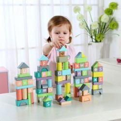 TOOKY TOY Colored Blocks 90 pieces Letters Numbers