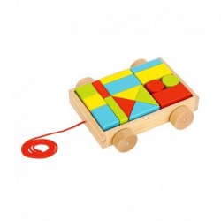 TOOKY TOY Wooden Trolley with Blocks 16 pcs.