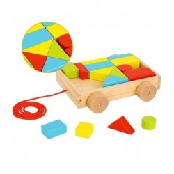 TOOKY TOY Wooden Trolley with Blocks 16 pcs.