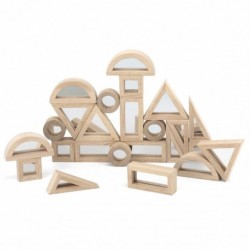 VIGA Wooden Mirrored Blocks Puzzle 24 elements