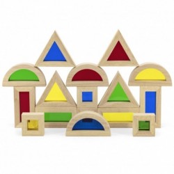 VIGA Wooden Colored Blocks Set of 16 elements