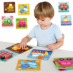 TOOKY TOY Wooden Bricks Jigsaw Puzzle Set 33 Pieces. + 6 Board
