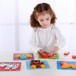 TOOKY TOY Wooden Bricks Jigsaw Puzzle Set 34 Pieces. + 6 Board