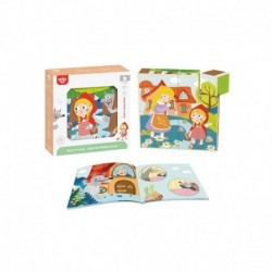 TOOKY TOY Wooden Blocks Puzzle Little Red Riding Hood + Book 17 pcs.