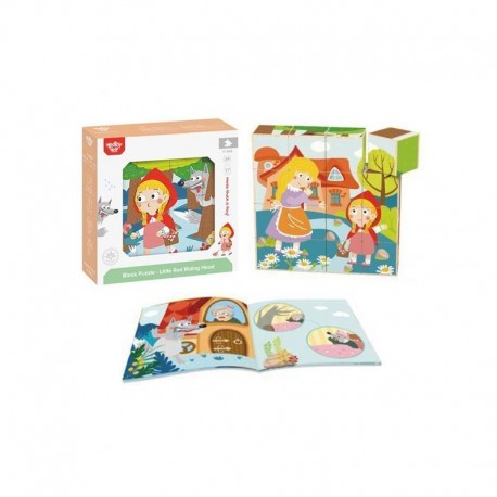 TOOKY TOY Wooden Blocks Puzzle Little Red Riding Hood + Book 17 pcs.
