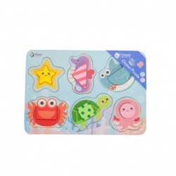 CLASSIC WORLD Puzzle Blocks Puzzle for Children Sea Animals Match Learning Color Shapes 6 el.