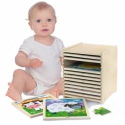 Wooden puzzles by Viga Toys 12 boards in a stand