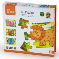 Wooden Puzzle Safari Animals Viga Toys Puzzle 4 Pictures