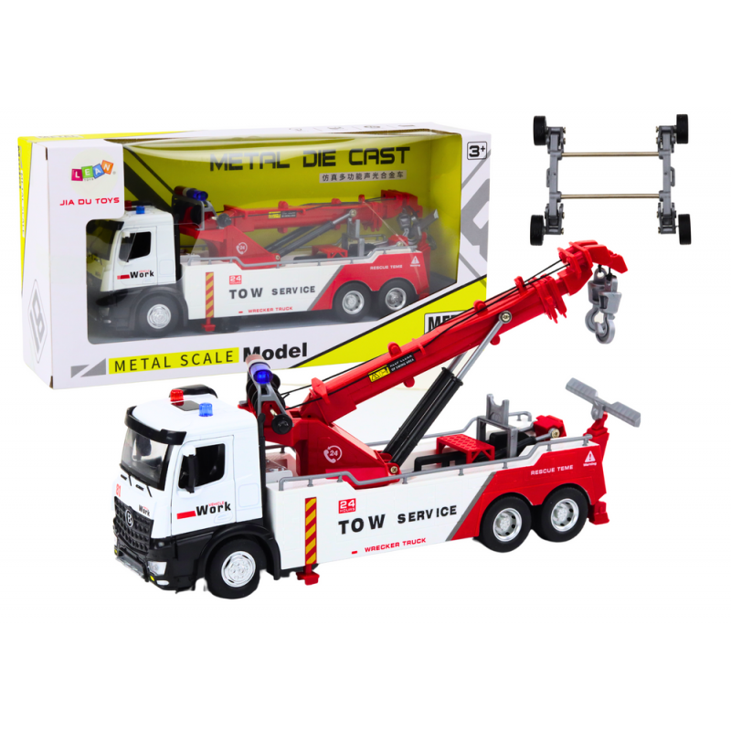 Truck With Crane Two Metal Hooks Red And White Lights Sounds