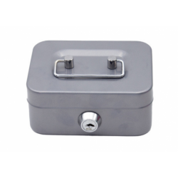 Piggy Bank Storage Box, Lockable, Two Keys, Metal, Gray