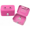 Piggy Bank Storage Box, Lockable, Two Keys, Metal, Pink