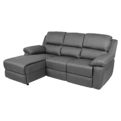 Corner sofa BERIT LC, manual recliner, dark grey