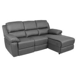 Corner sofa BERIT RC, manual recliner, dark grey